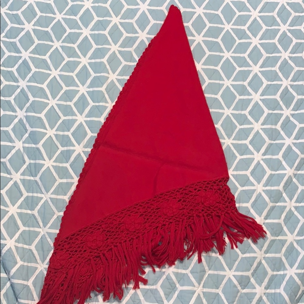 Red Peruvian Link Alpaca Shawl View 2